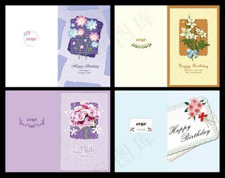 韩国花纹生日卡片设计PSD素材