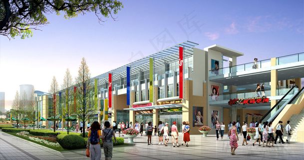 城市商业中心效果图PSD分层