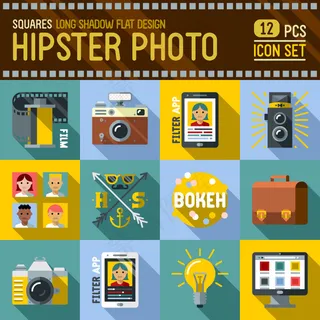 12款时尚摄影图标矢量素材