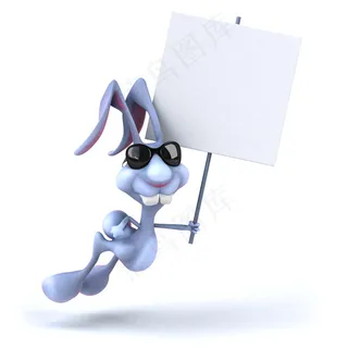举着白板的兔子图片