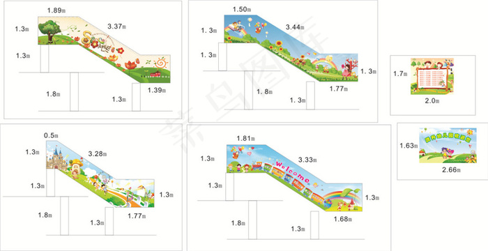 幼儿园楼梯墙画(2500X1500)cdr矢量模版下载