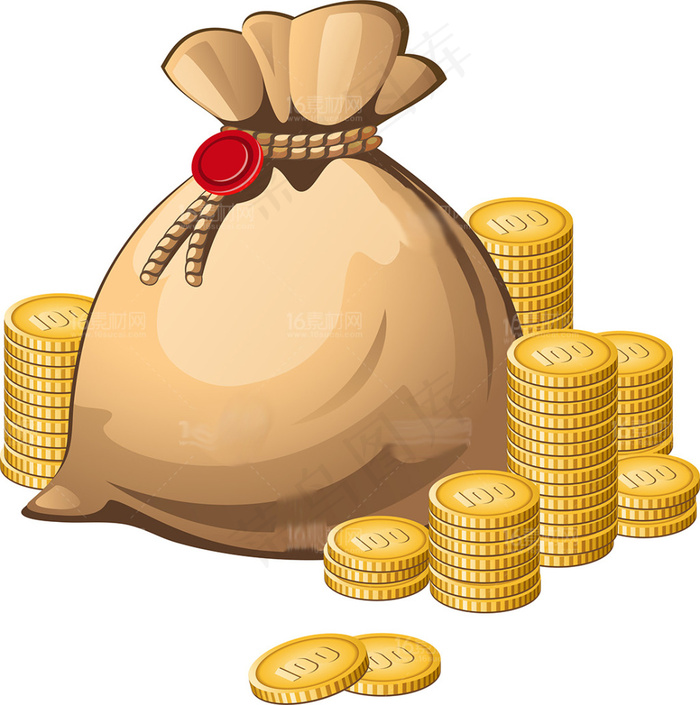 财富金袋子金钱矢量素材eps,ai矢量模版下载