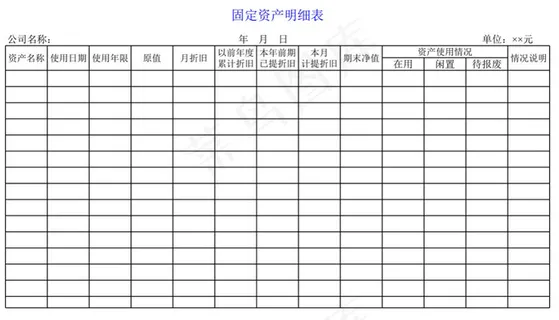 固定资产明细表