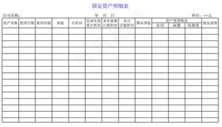 固定资产明细表