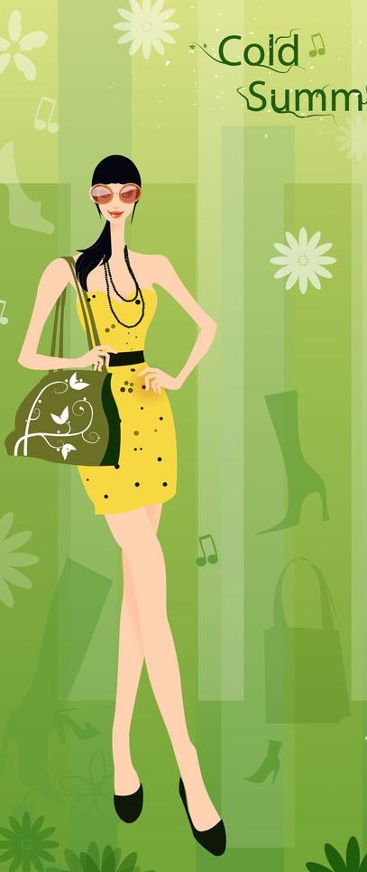 原创美型美女图片ai矢量模版下载