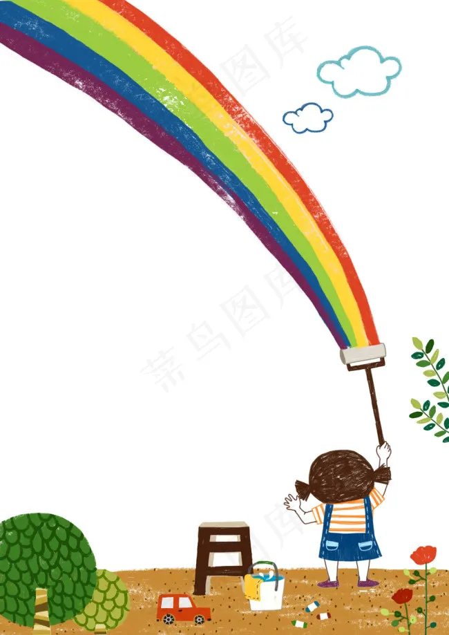 可爱卡通彩笔艺术风格插画免费素材psd模版下载