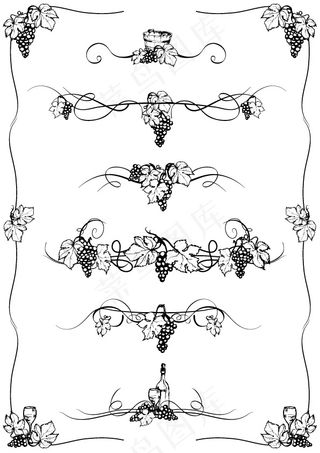 矢量花边边框葡萄架子
