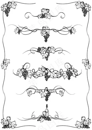 矢量花边边框葡萄架子