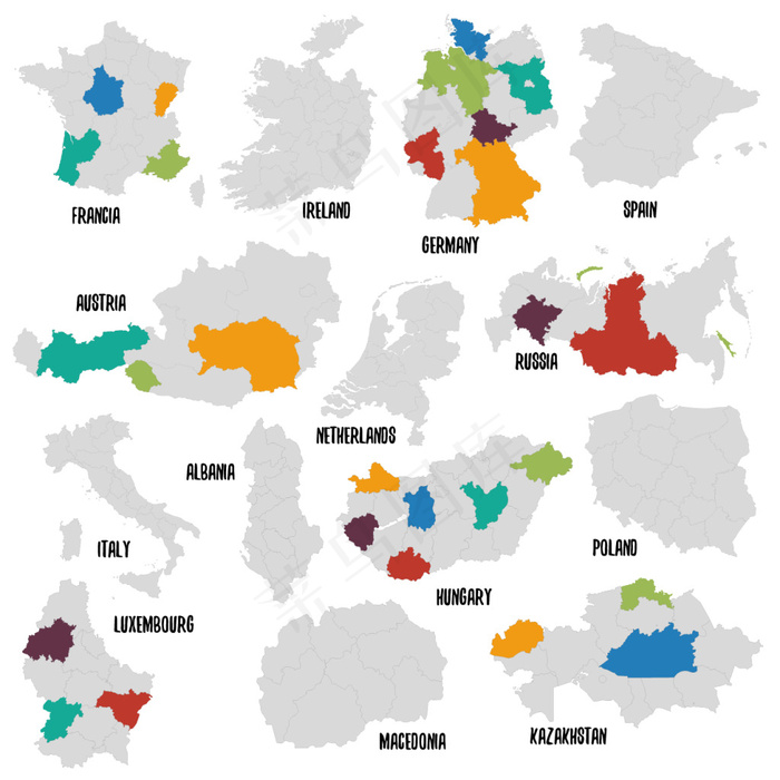 不同国家矢量地图
