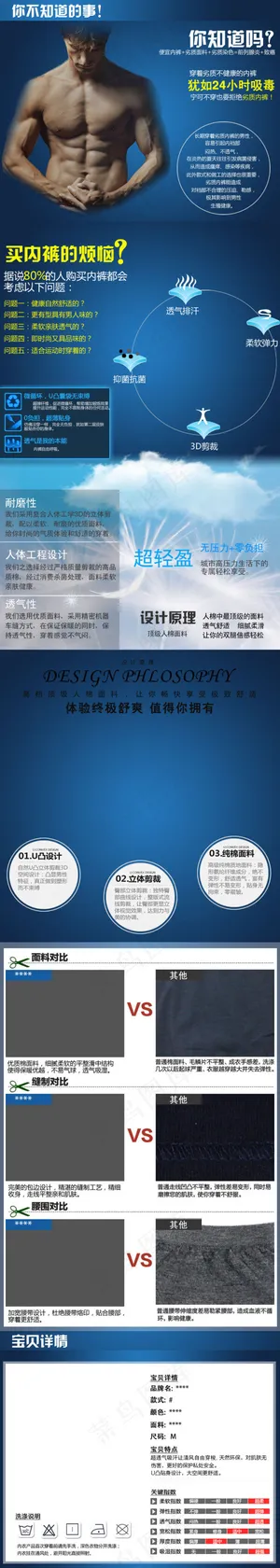 男士纯棉内裤详情页