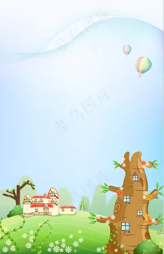 蓝色清新卡通背景