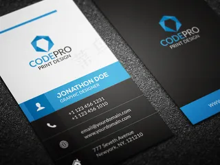 简洁蓝色商务名片设计模板竖版名片设...