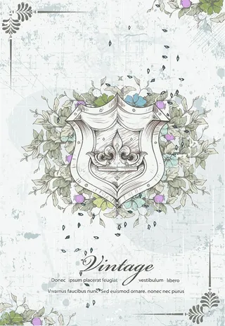 复古盾牌请柬封面矢量素材