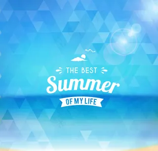 蓝色三角拼接夏日海报矢量图图片