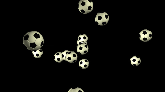 透明的飞行soccerballs ...