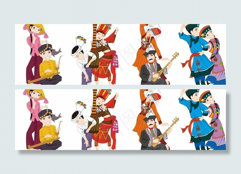 京族 景颇族 柯尔图片ai矢量模版下载