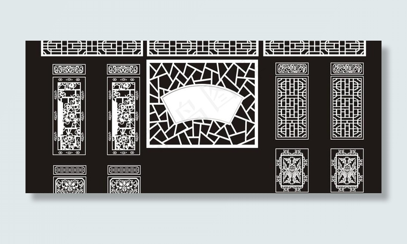 镂刻 花纹 雕刻板 窗格 花纹 花...