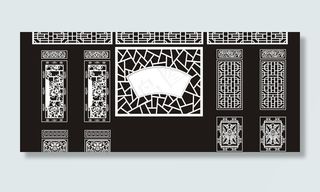 镂刻 花纹 雕刻板 窗格 花纹 花...