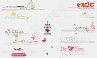 影楼照片杂志英文装饰PSD分层素材