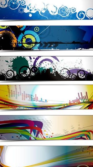 潮流花纹动感线条横幅矢量图