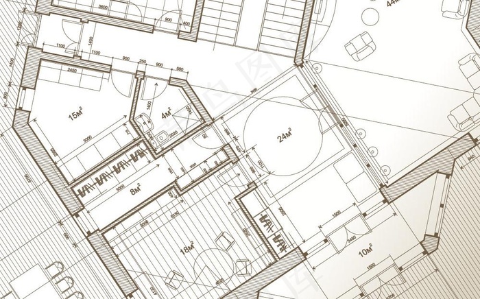 城市建筑室内设计图矢量图片