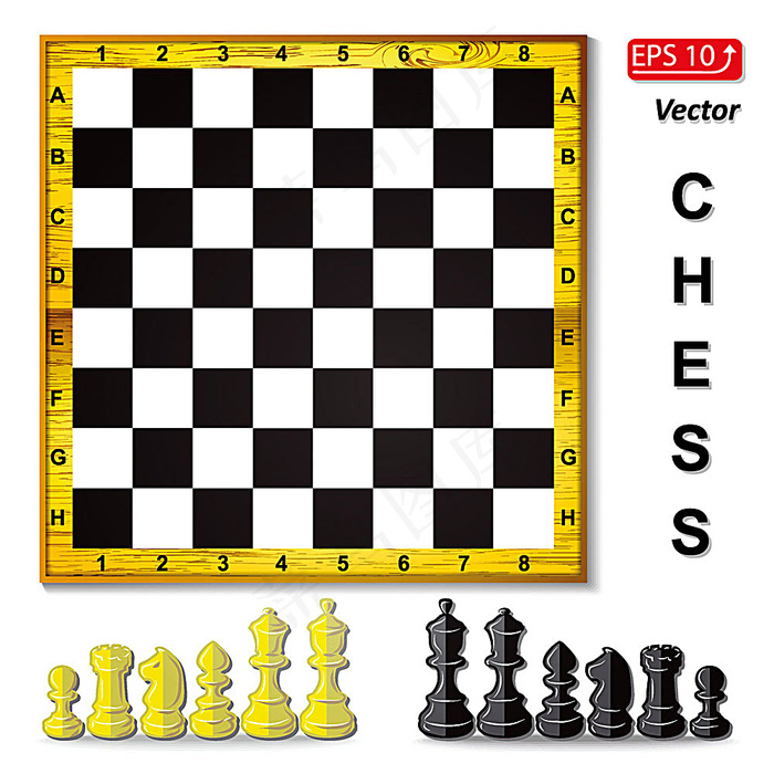 黑白格子棋盘与棋子eps,ai矢量模版下载
