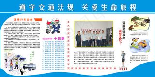 遵守交通法规关爱生命旅程蓝色展板