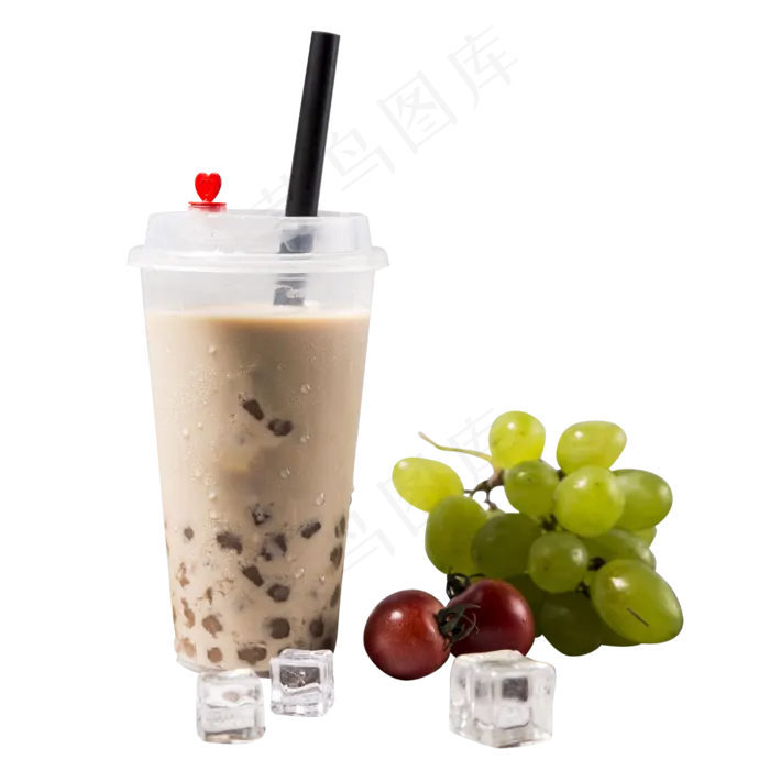 一杯珍珠奶茶,免抠元素(2500*2500px 300 dpi )psd模版下载