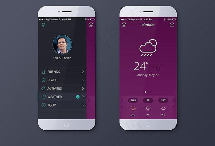 ios7天气应用psd模版下载