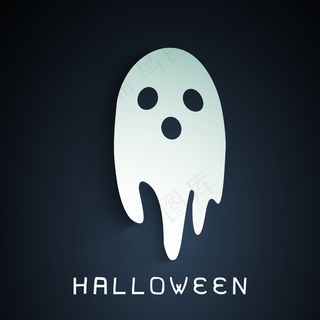 横幅或背景的万圣节夜晚蓝色背景上的鬼