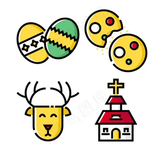 扁平圣诞节icon图标