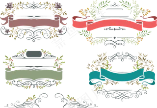 欧式手绘花草装饰边框图案