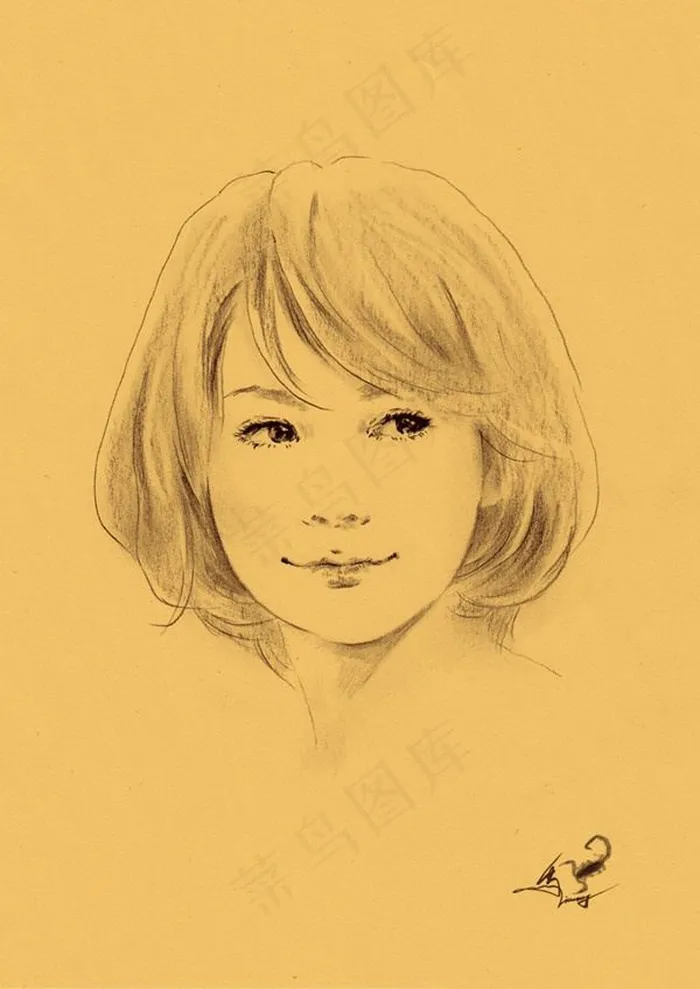 手绘美女头像图片