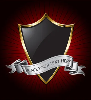 金属质感盾牌五角星丝带矢量素材