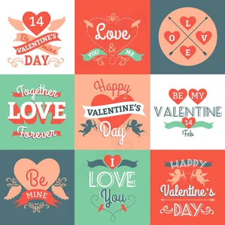 复古情人节贺卡矢量图