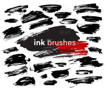 精美毛笔笔触笔刷矢量素材