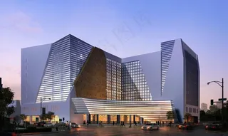 展览馆夜景透视效果图图片