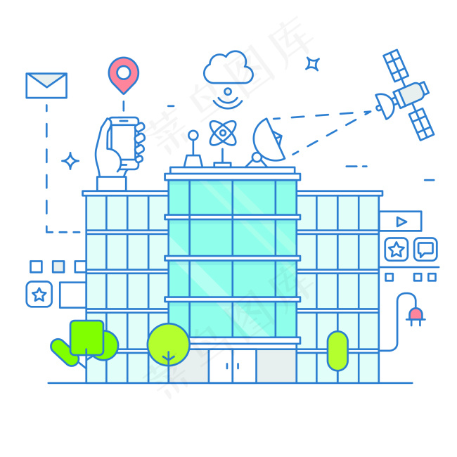 线条感建筑通信矢量素材