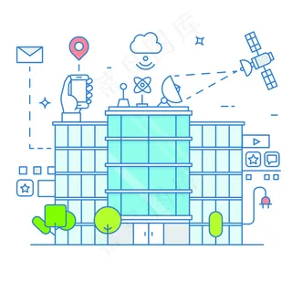 线条感建筑通信矢量素材