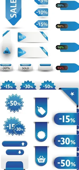 蓝色网页销售标签矢量图 AI