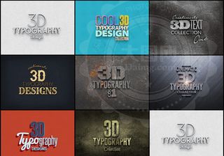 颓废质感的3D艺术字PSD模板