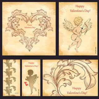 怀旧情人节卡片矢量素材图片免费下载