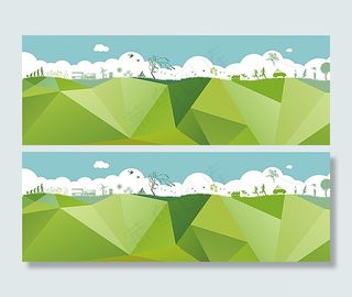 春夏秋冬四矢量环保生态展板海报图片