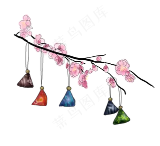 端午节手绘传统香包端午节手绘传统香包,免抠元素