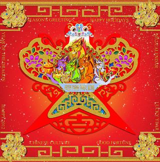 2012春节风筝剪纸PSD素材