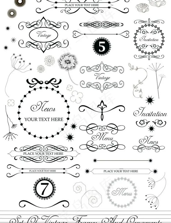 欧式简约花纹图片eps,ai矢量模版下载