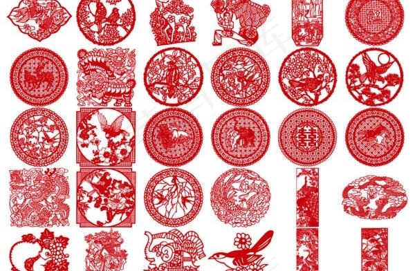 30款经典的剪纸图案矢量素材