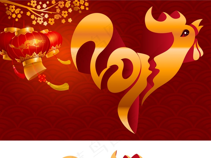 2017鸡年新年鸡元素海报挂历设计...ai矢量模版下载