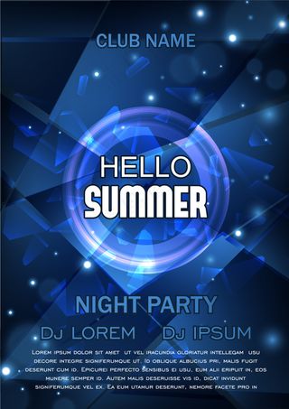 蓝色多边形圆环海报