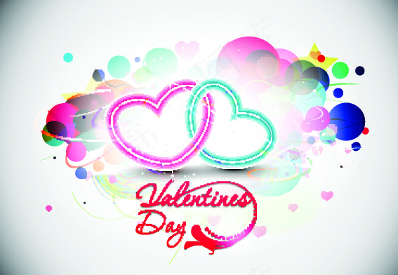 精美情人节绚彩爱心矢量下载